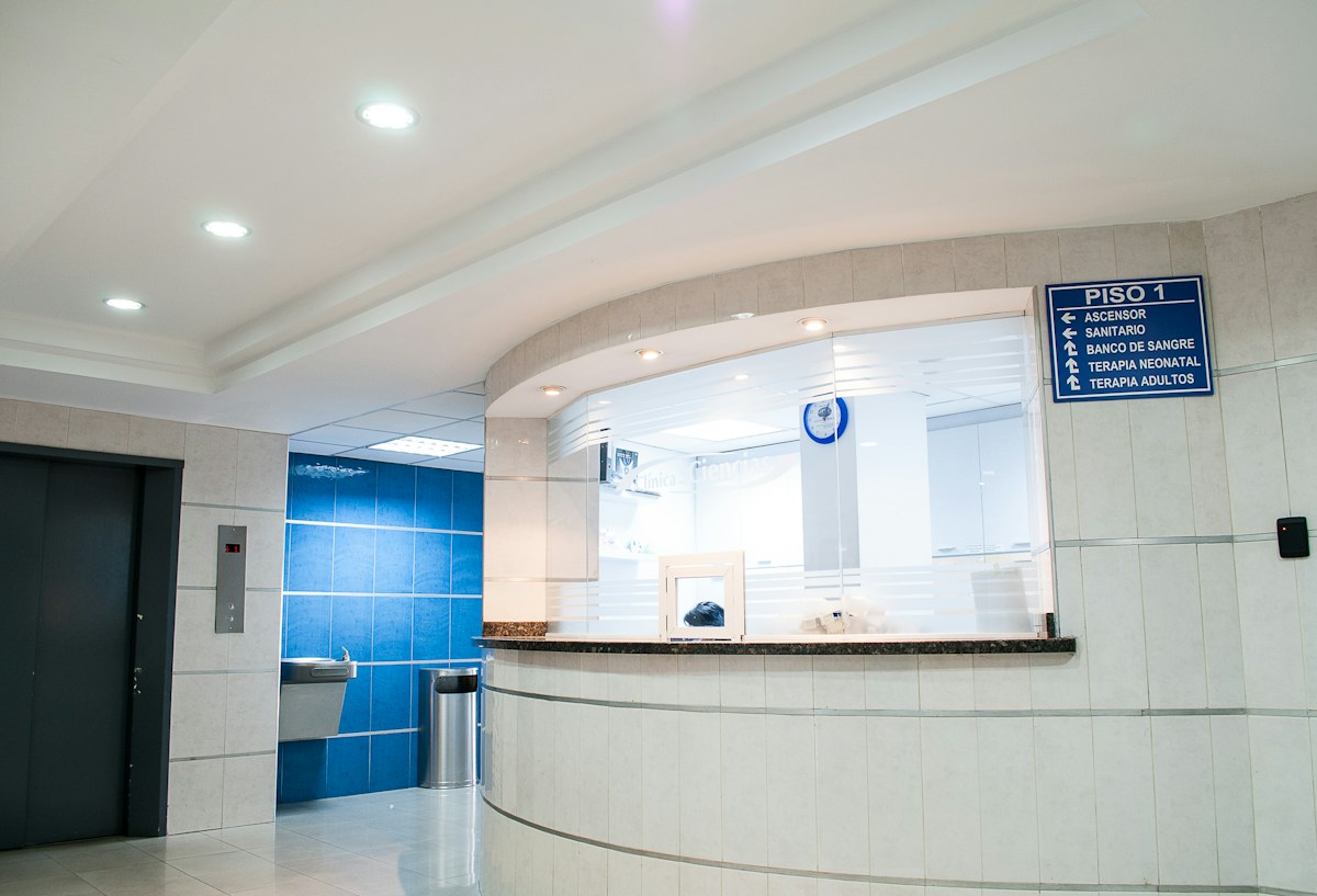 Healthcare reception area, illustrative stock photograph