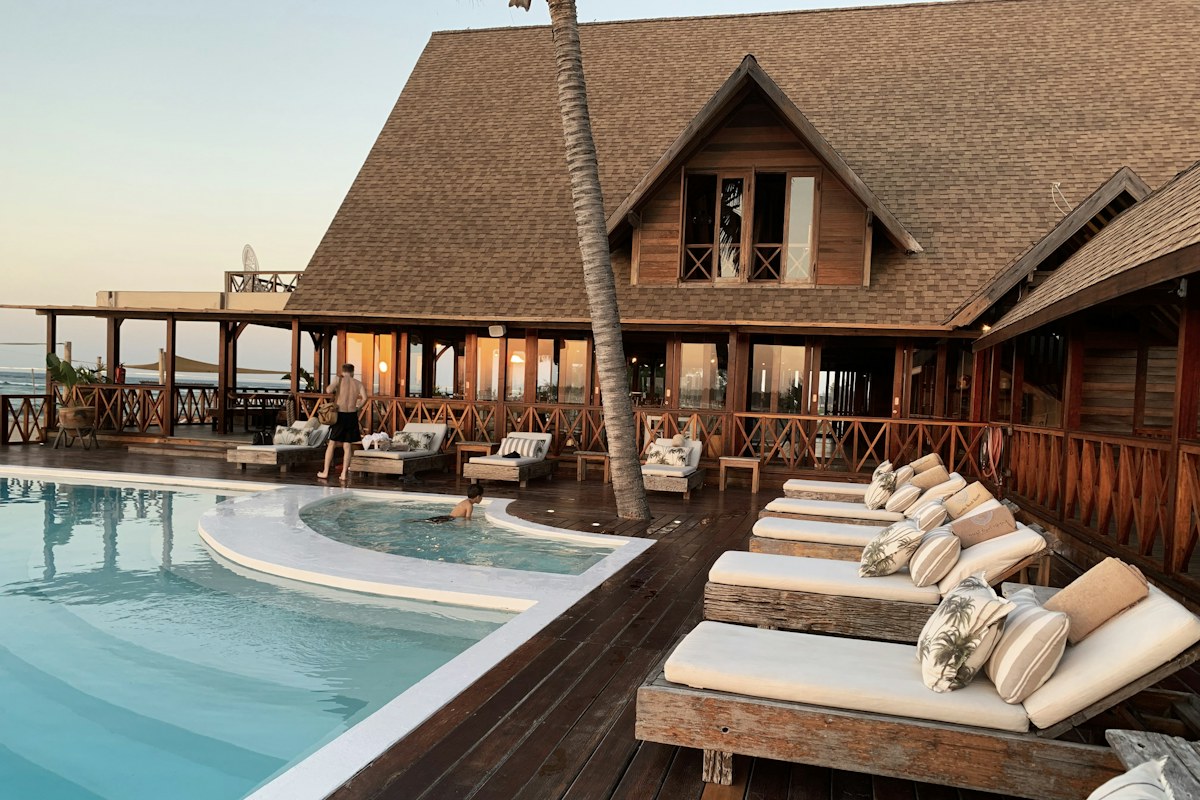 Poolside resort, illustrative stock photograph