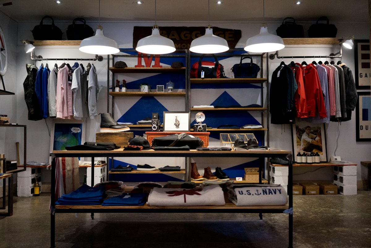 Clothing store interior, illustrative stock photograph